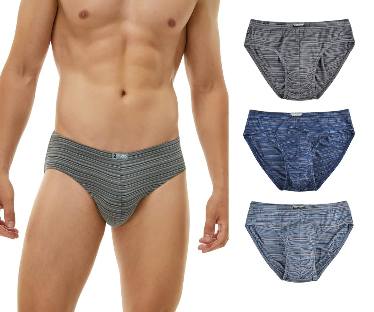 KNITLORD Men's Underwear Bamboo Viscose Soft Lightweight Mid/Low Rise Briefs 3 or 4 Pack