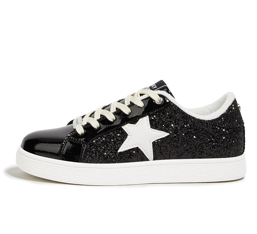 LUCKY STEP Women's Fashion Star Sneaker Lace Up Low Top Comfortable Cushioned Walking Shoes