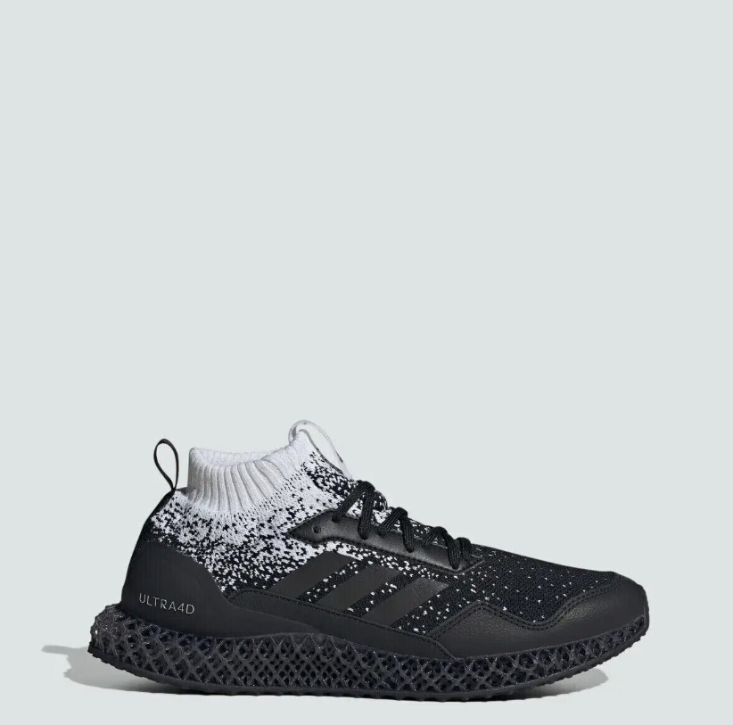 Adidas Men's Black White Ultra 4D Mid Sneakers