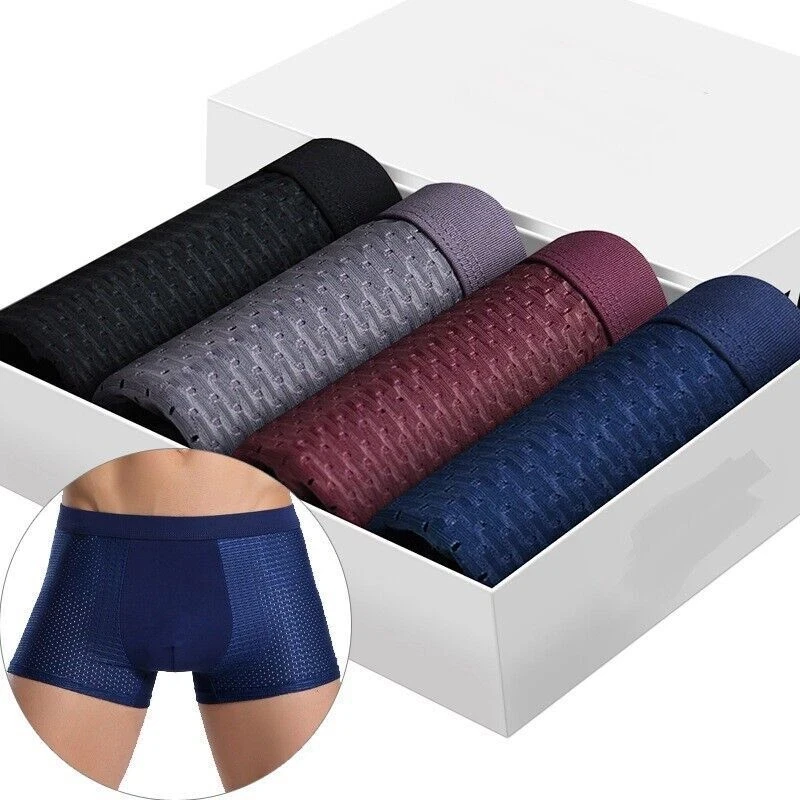 ventilate Men 4 PACK Bamboo Underwear Boxer Shorts Set Breathable Underpants Men