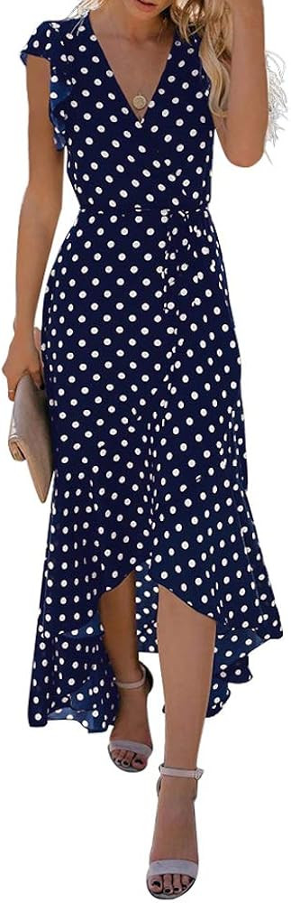 GRECERELLE 2025 Women's Spring Summer Boho Floral Print V-Neck Faux Wrap Maxi Dress for Wedding Guest, Graduation, Party