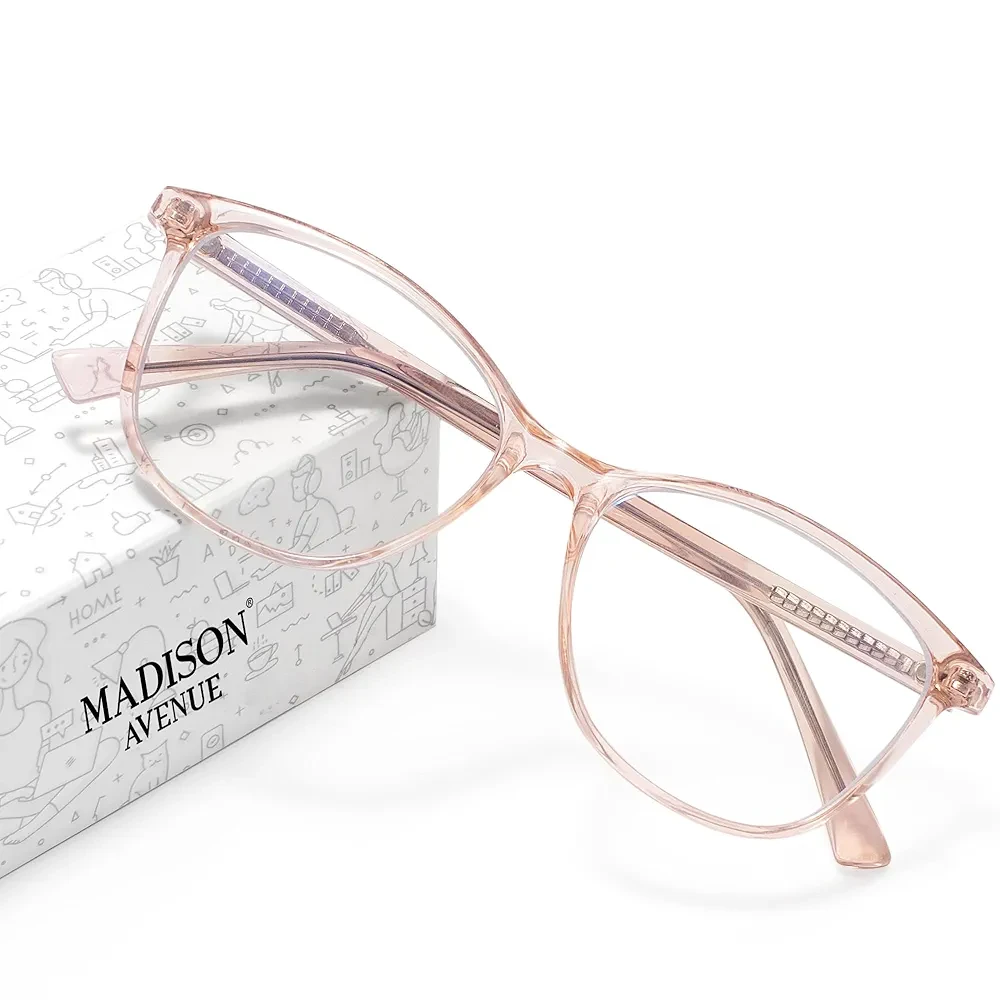 Madison Avenue Blue Light Blocking Glasses Anti Eyestrain UV Glare Blue Light Glasses for Women TV Phone Computer Gaming Eyeglasses Liberty (Crystal Brown)