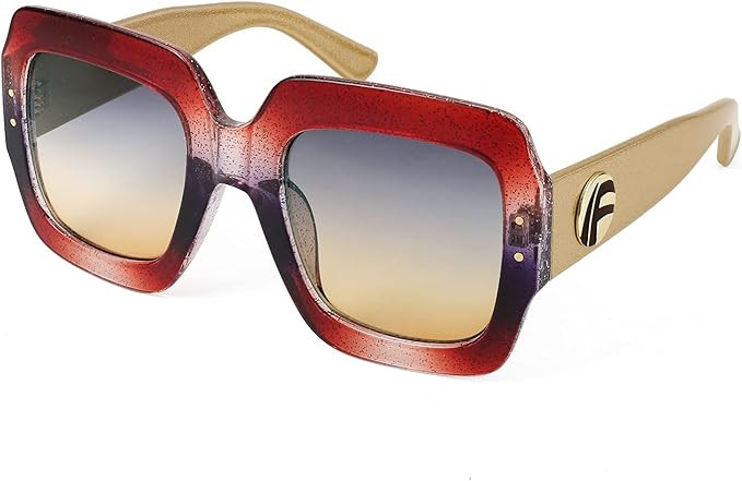FEISEDY Retro Trendy Square Sunglasses for Women Oversized Stylish Inspired Shades Vintage Desinger Sunglasses B2276
