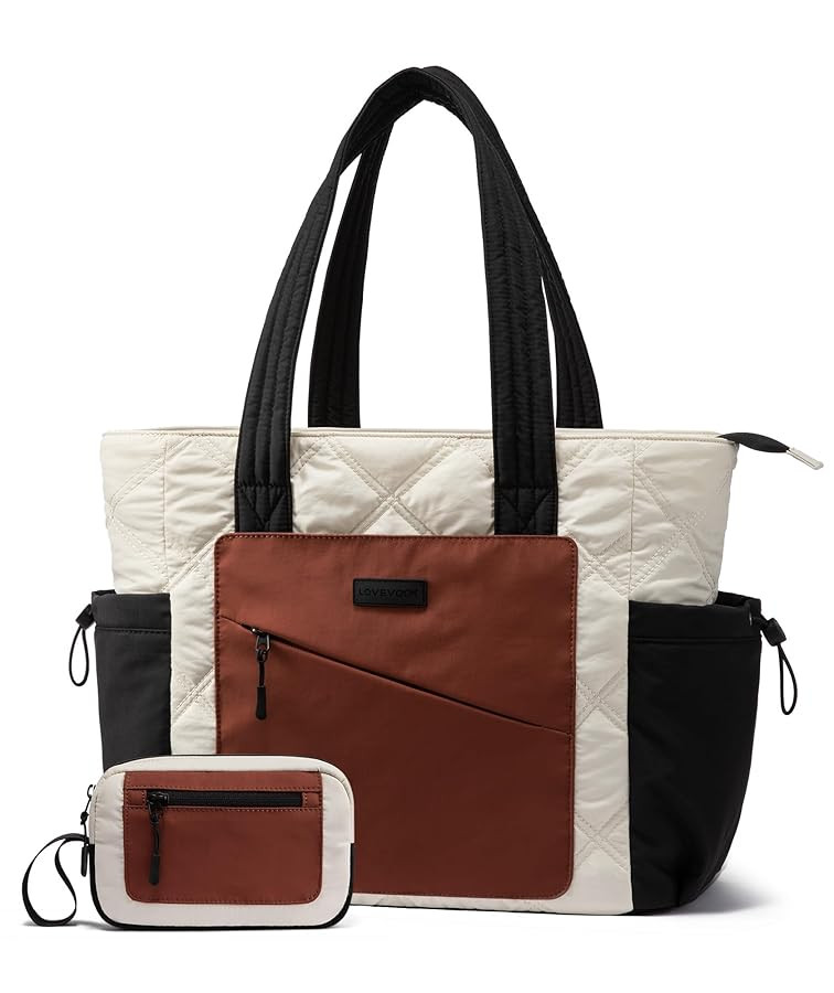 LOVEVOOK Tote Bag for Women, Puffer Bag and Work Bags with Zipper for Travel, Daily, School, Quilted Nurse Shoulder