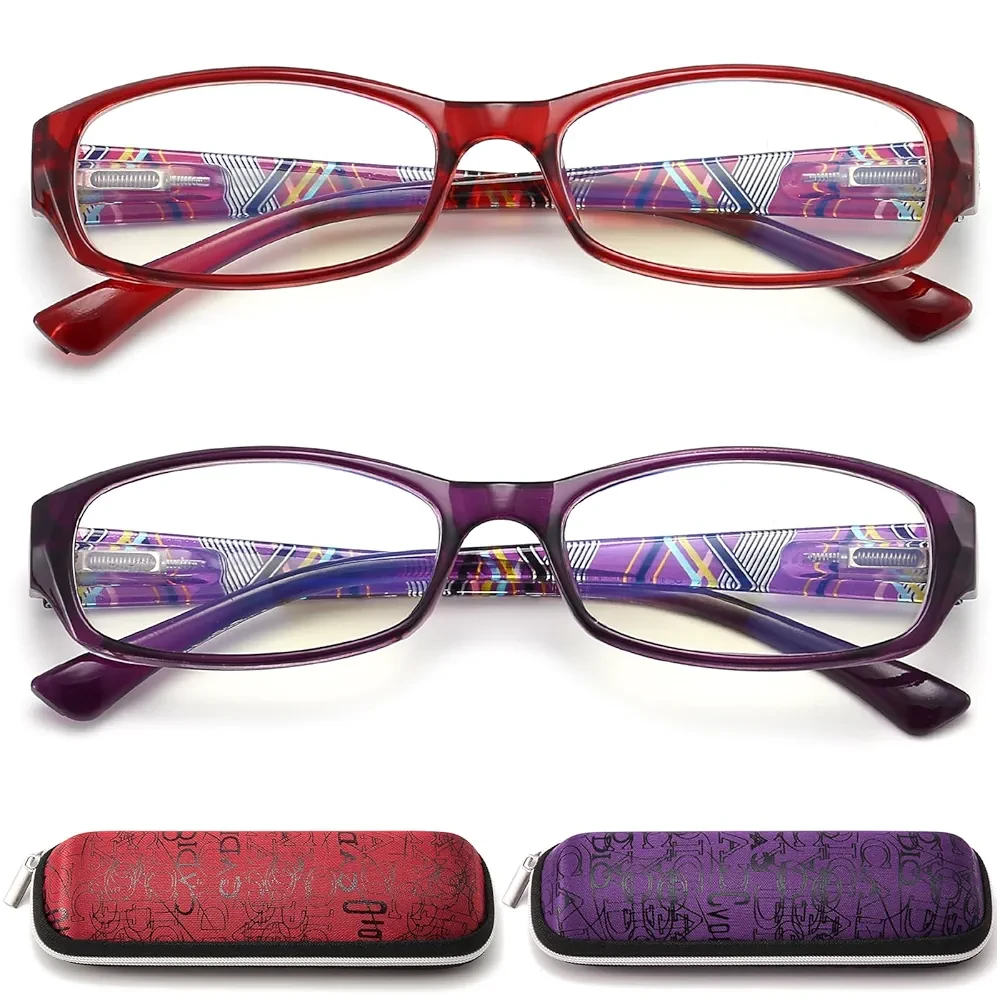 Reading Glasses Womens Blue Light Blocking - 2 Pack Lightweight Computer Readers +1.0 Glare Blocking Ladies Eyeglass