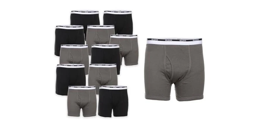 Gildan Men's Cotton Boxer Briefs (6-pack) - Tag Free, Moisture Wicking