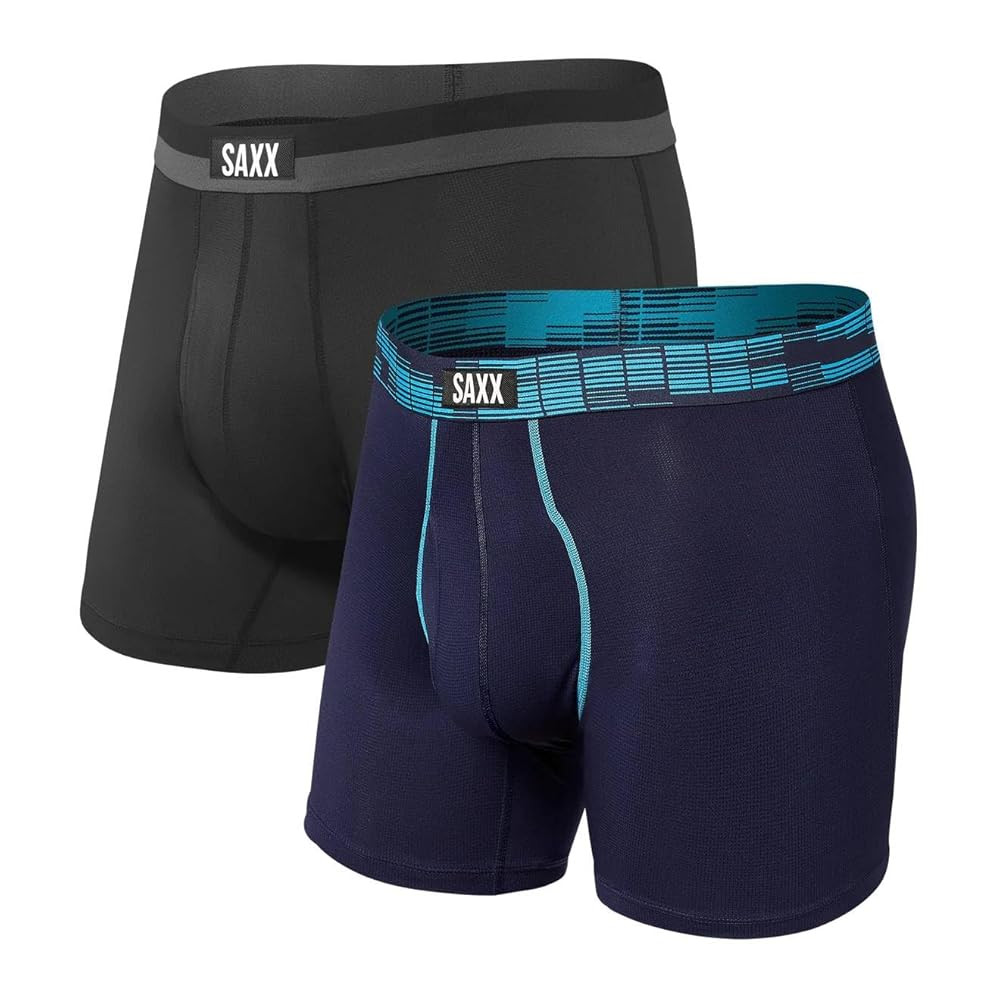 SAXX Underwear Co. Men's Underwear with Pouch Sport Mesh Boxer Brief Fly 2Pk
