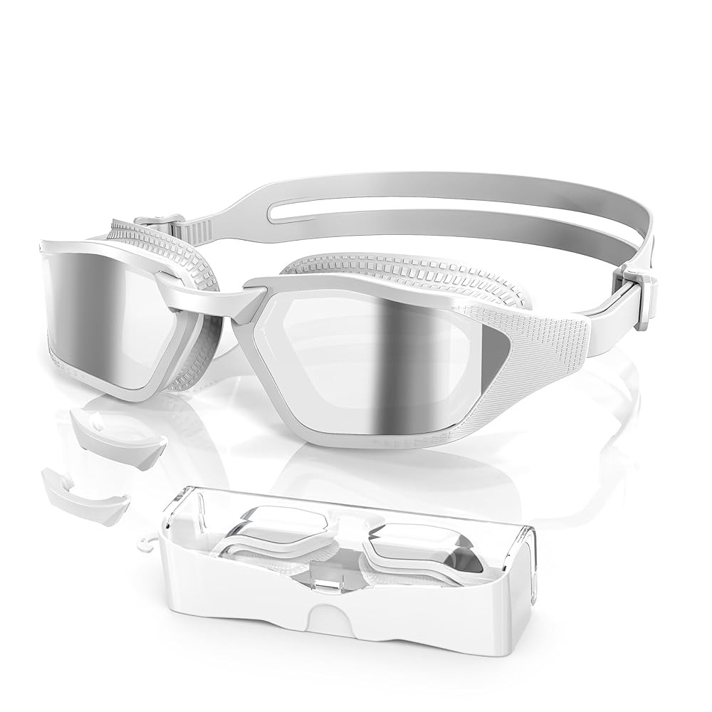 Greatever Sleek Swim Goggles Unisex-Adult, UV400 Protection Swimming Goggles, HD Wide View Goggles, Anti Fog No Leakage