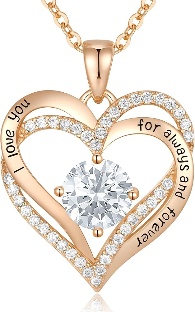 CDE Forever Love Heart Necklaces for Women, Wedding Anniversary, Birthday Mothers Day Gifts for Mom, Mother, Wife, Girlfriend, S925 Silver Jewelry with Birthstone Pendant