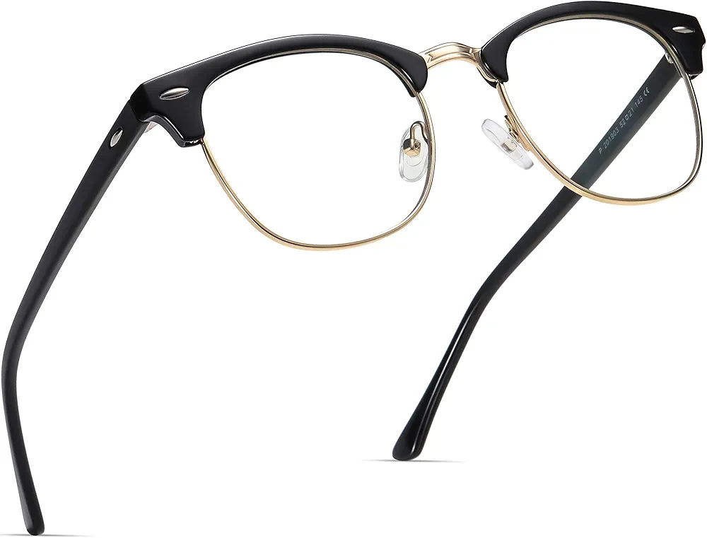 Blocking Glasses Vintage Half Frame UV Clear Lens Anti Eyestrain Computer Gaming Glasses for Women Men