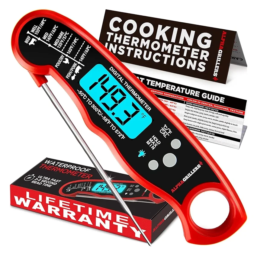 Meat Thermometer Digital - Instant Read Food Thermometer for Cooking Grilling Air Fryer Griddle Probe Kitchen Gadgets Essentials BBQ Accessories Grill Gifts for Men Him Dad Birthday