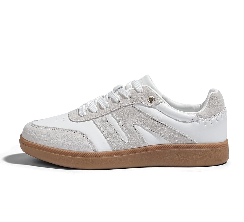 LUCKY STEP Women Classic Retro Gum Sole Fashion Sneakers Casual Tennis Skate Shoe Genuine Leather Walking Footwear Anti Slip Trainers