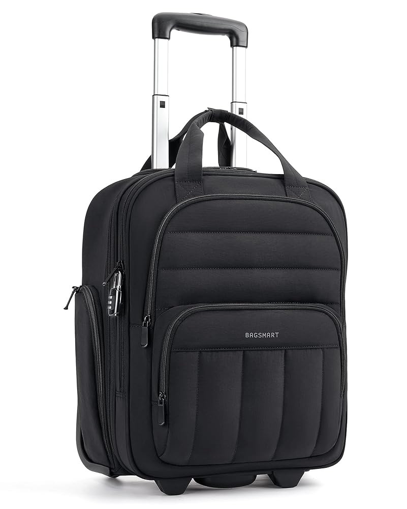 BAGSMART Underseat Carry on Luggage with Wheels, 16-inch Under Seat Luggage, Lightweight Travel Luggage Travel Suitcase for Women, Personal Item Bag, Black