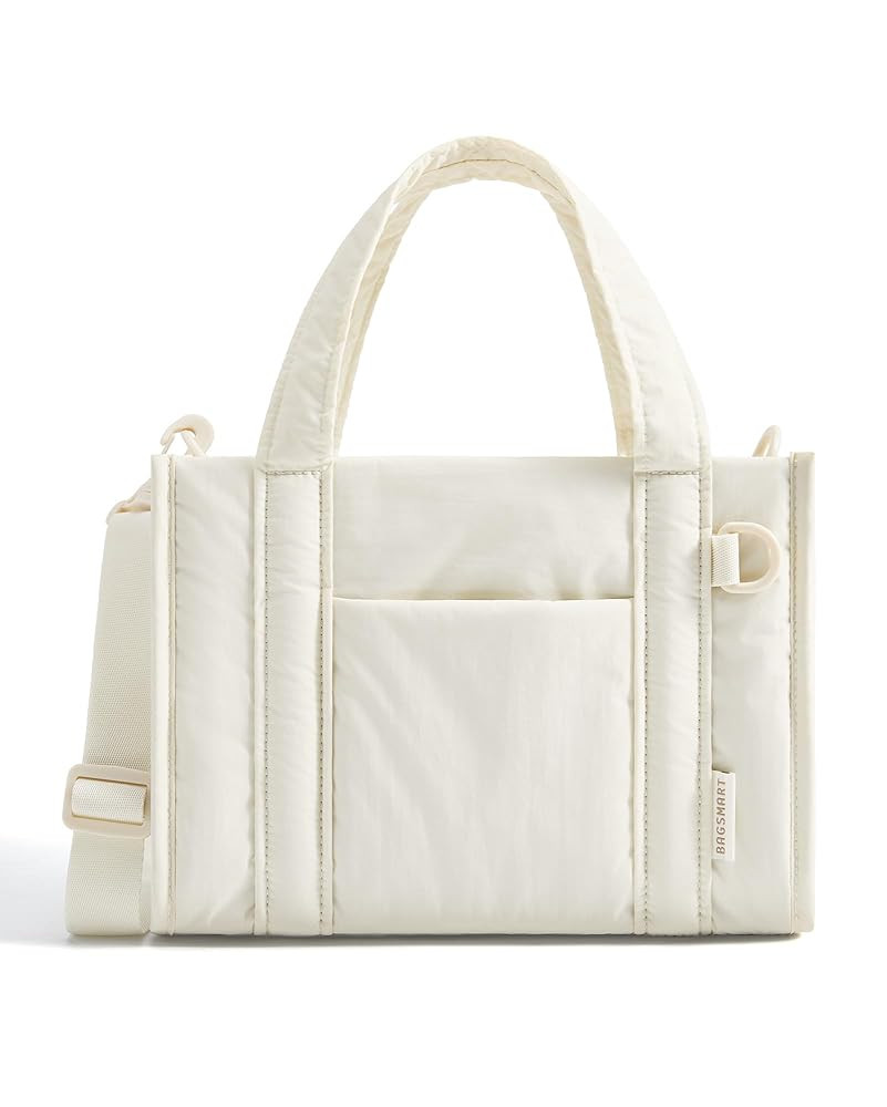 BAGSMART Small Tote Bag for Women, Laptop Messenger Bag with Zipper, Crossbody Purses for Travel Work College