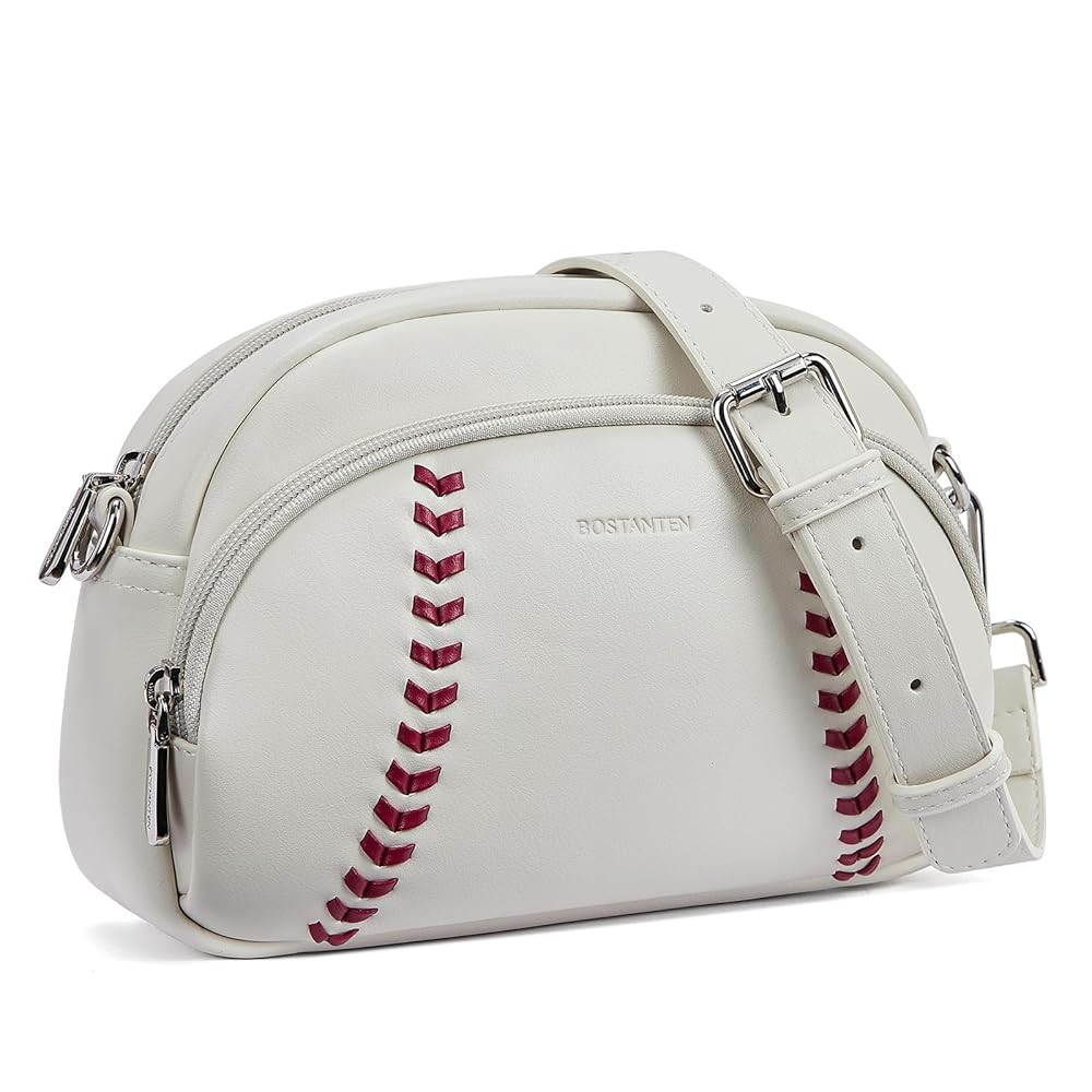 BOSTANTEN Baseball Crossbody Purses for Sport Mom Small Shoulder Bag Vegan Leather Women Handbags for Events