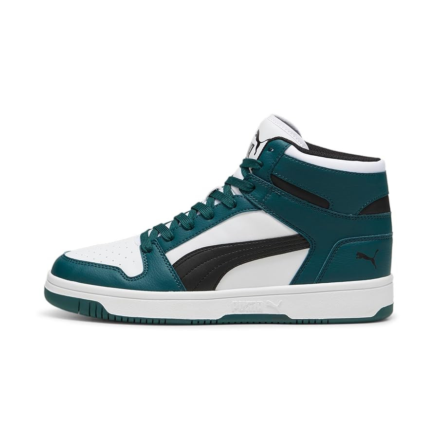 PUMA Men's Rebound Layup Mid Shoes Sneaker, Dark Myrtle-Black-White, 10
