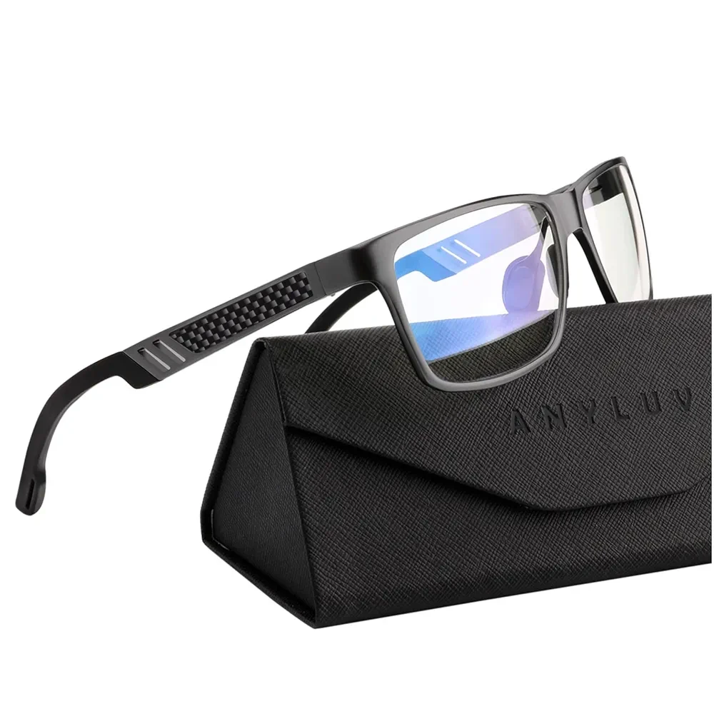 Reading Glasses for Men Blue Light Blocking, Premium Square Computer Mens Reading Glasses 1.5 with Al-mg Frame
