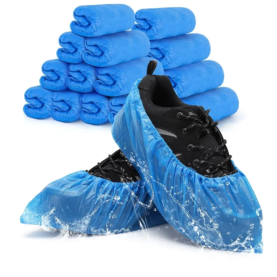 Shoe Covers Disposable Non Slip - Pack of 100 (50 Pairs), Premium Waterproof and Recyclable Shoe Booties Covers for Indoors, Fits Up To 11 US Men and 13 US Women Size