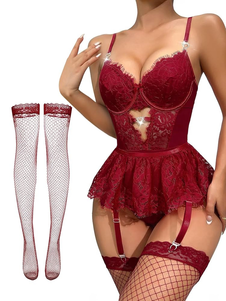 Avidlove Women Deep V Lingerie Lace Teddy One Piece Babydoll Mini Bodysuit
