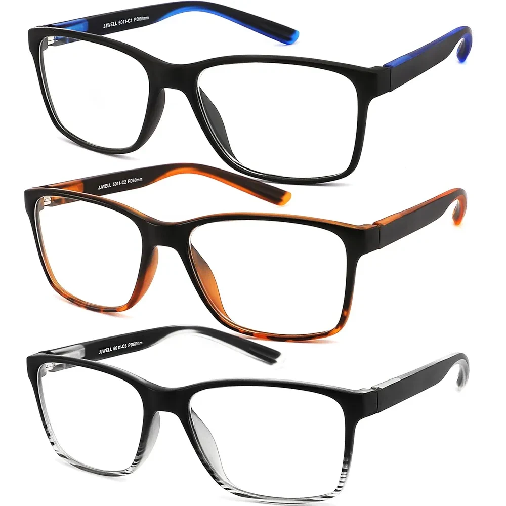 Reading Glasses for Men Blue Light Blocking with Spring Hinge, Anti Eyestrain/Dryness/UV Large Wide Square Readers for Men, Two Tone Computer Reader Glasses Eyeglass(2.5 Strength)