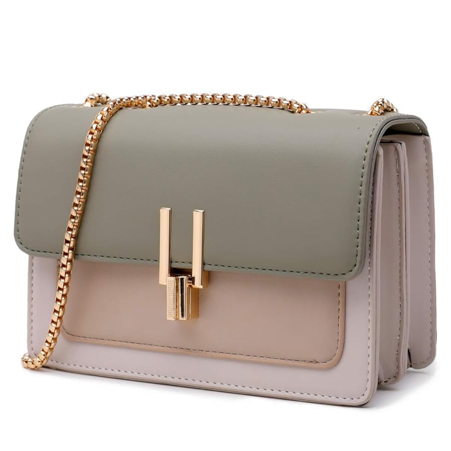 Color-Block Crossbody Bags for Women Leather Cross Body Purses Cute Designer Handbags Shoulder Bag Medium Size