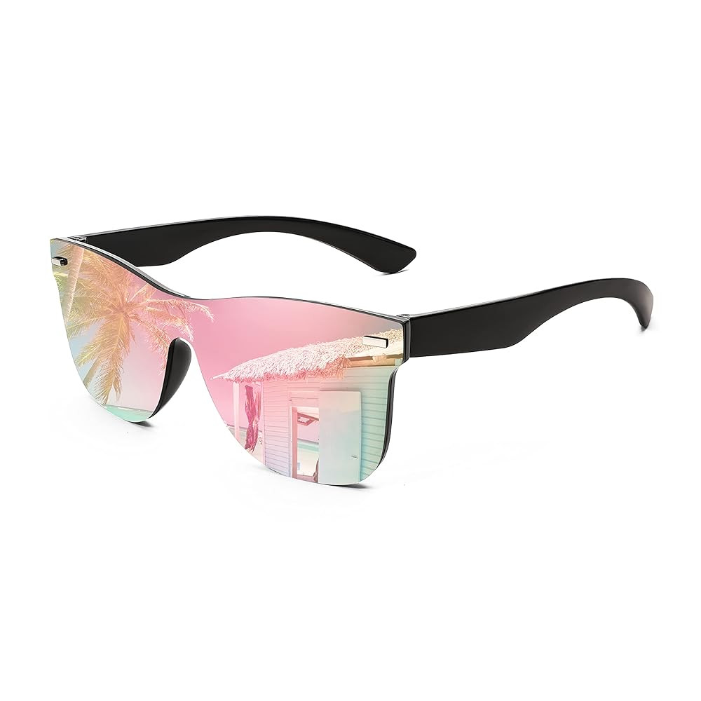 FEISEDY Trendy Rimless Mirrored One Piece Lens Sunglasses Reflective Sun Glasses B4114