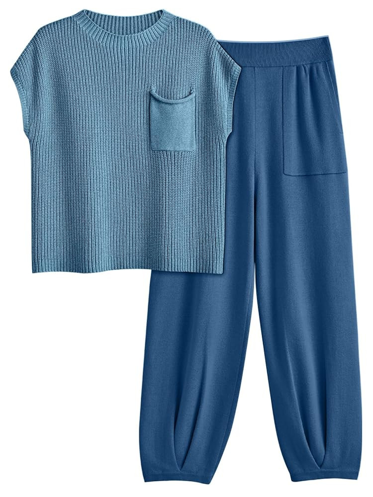 2 Piece Knit Sets For Women Trendy Sweatsuit Sets
