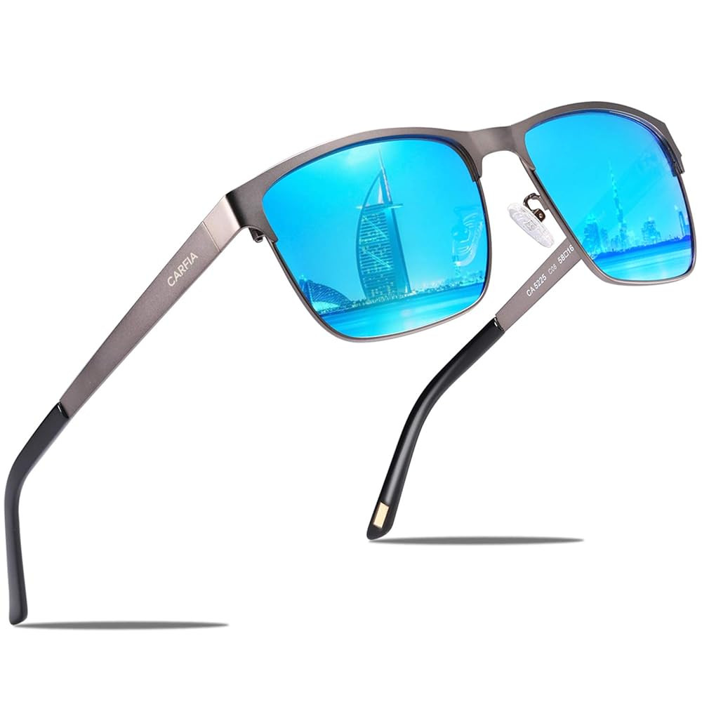 CARFIA Metal Mens Sunglasses Polarized UV400 Protection for Driving Fishing Hiking Golf Everyday Use CA5225
